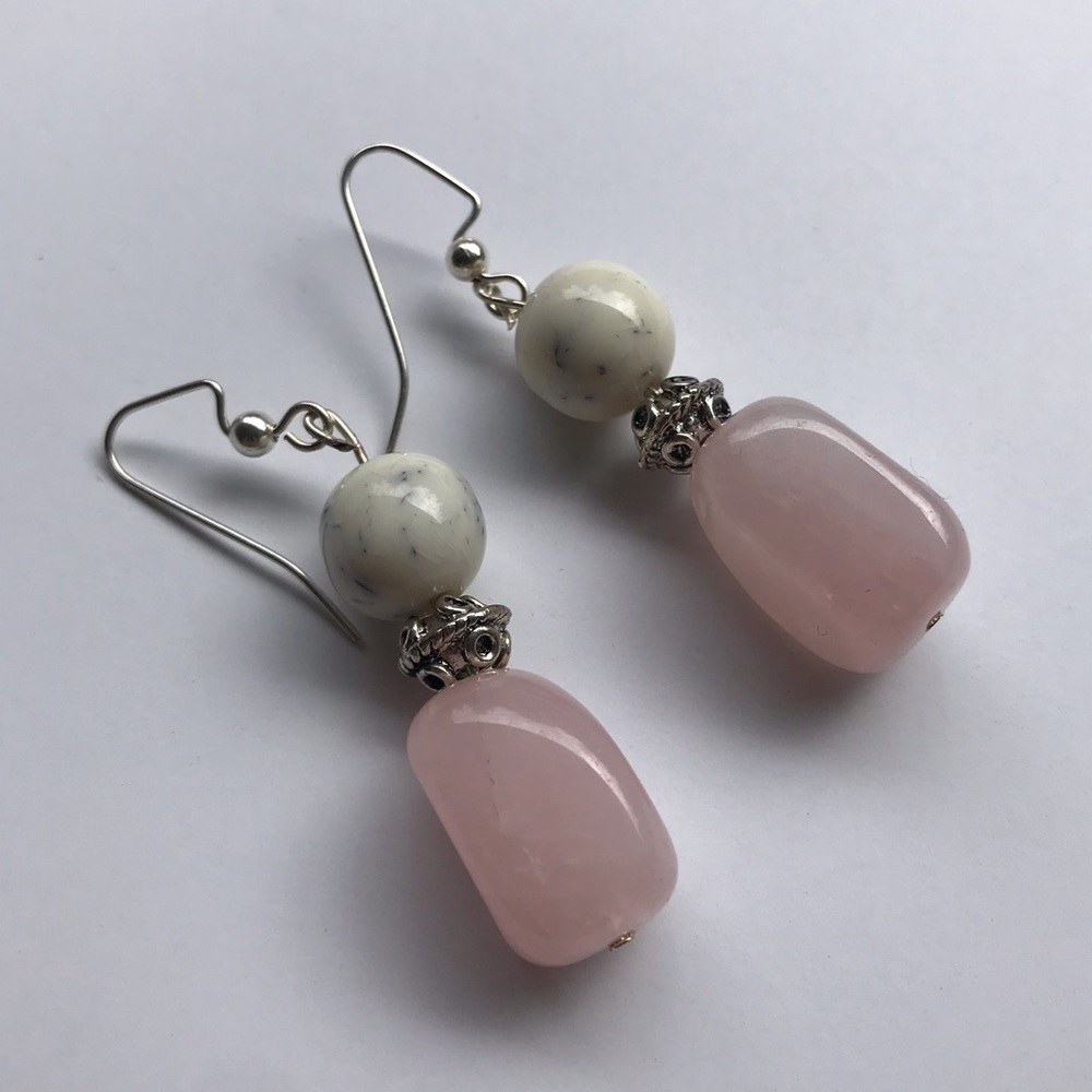Handmade rose quartz earrings